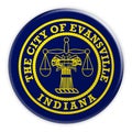 Evansville Flag Badge, 3d illustration on white background