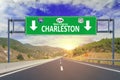 US city Charleston road sign on highway