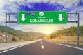 US city Los Angeles road sign on highway Royalty Free Stock Photo