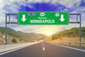 US city Minneapolis road sign on highway Royalty Free Stock Photo