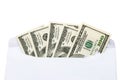 US currency in envelope Royalty Free Stock Photo