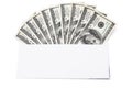 US currency in envelope Royalty Free Stock Photo
