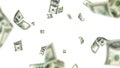Us dollar. American money, falling cash. Flying hundred dollars isolated on white background. Royalty Free Stock Photo
