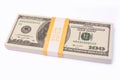 100 US Dollar bills bundles stack isolated on white background with clipping path Royalty Free Stock Photo