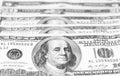 US dollar bills closeup / black and white photo Royalty Free Stock Photo