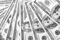 US dollar bills closeup / black and white photo Royalty Free Stock Photo