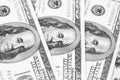 US dollar bills closeup / black and white photo Royalty Free Stock Photo