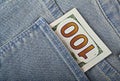 US Dollar cash in jeans pocket Royalty Free Stock Photo