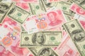 US dollar and China yuan background Royalty Free Stock Photo