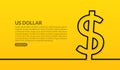 US Dollar currency minimal line design on yellow background, Online payment and exchange concept Royalty Free Stock Photo