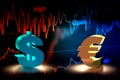 US Dollar and Euro Currency Exchange, 3D Rendering Royalty Free Stock Photo
