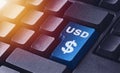 US Dollar Icon Technology Concept on Computer Keyboard Royalty Free Stock Photo