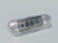 US 100 Dollar in Medicine Capsule