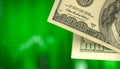 US dollar stock market financial growth chart on the background. Green graphs and investment concept photo. Dollar Royalty Free Stock Photo