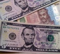US dollar and tajikistan national currency somoni banknotes