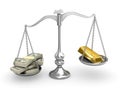 US Dollar vs Gold Royalty Free Stock Photo
