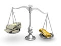 US Dollar vs Gold Royalty Free Stock Photo