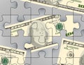 Us dollars puzzle scene Royalty Free Stock Photo