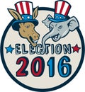 US Election 2016 Mascot Donkey Elephant Circle Cartoon Royalty Free Stock Photo