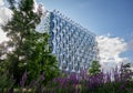 The US Embassy with flowers in Nine Elms, London, UK Royalty Free Stock Photo