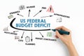 US Federal Budget Deficit Concept. Chart with keywords and icons on white background Royalty Free Stock Photo