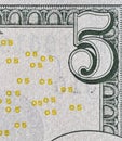 US five dollars bill corner, closeup Royalty Free Stock Photo