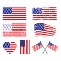 US Flag. Distressed US Flag, Heart US Flag