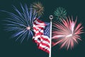 US Flag and fireworks Royalty Free Stock Photo