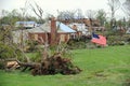 A US Flag Flies Amidst Tornado Damage Royalty Free Stock Photo