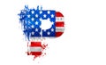 US flag grunge ink splash LETTER P, american isolated design element