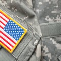 US flag shoulder patch on military uniform - studio shot Royalty Free Stock Photo