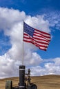US flag on a steam engine. Royalty Free Stock Photo