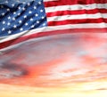 US flag in sunny sky Royalty Free Stock Photo