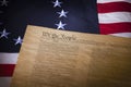 US flag with thirteen stars and the constitution Royalty Free Stock Photo