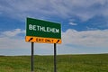 US Highway Exit Sign for Bethlehem Royalty Free Stock Photo
