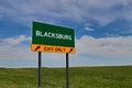 US Highway Exit Sign for Blacksburg Royalty Free Stock Photo