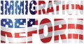 US Immigration Reform Flag Text Outline vector illustration