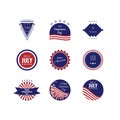 US Independence Day logotypes. Set of logos. The 4th og July. American flag colors. Royalty Free Stock Photo