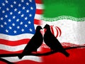 Us Iran Conflict And Sanctions Or Harmony - 2d Illustration