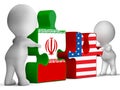 Us Iran Conflict And Sanctions Or Meeting - 3d Illustration