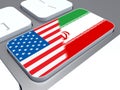 Us Iran Conflict And Sanctions Or Meeting - 3d Illustration