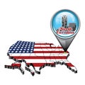 US map with pin showing north carolina state. Vector illustration decorative design Royalty Free Stock Photo