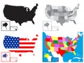 US maps set vector drawing