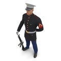 US Marine Corps Soldier in Parade Uniform with M16 Isolated on White Background 3D Illustration