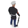 US Marine Corps Soldier in Parade Uniform with M16 Isolated on White Background 3D Illustration Royalty Free Stock Photo