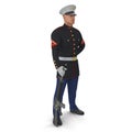 US Marine Corps Soldier in Parade Uniform with M16 Isolated on White Background 3D Illustration Royalty Free Stock Photo