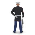 US Marine Corps Soldier in Parade Uniform with M16 Isolated on White Background 3D Illustration Royalty Free Stock Photo