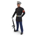 US Marine Corps Soldier in Parade Uniform with M16 Isolated on White Background 3D Illustration