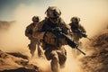 US Marine Corps special forces soldiers in a desert mission