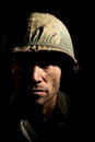 US Marine Vietnam War with face covered in mud. Royalty Free Stock Photo